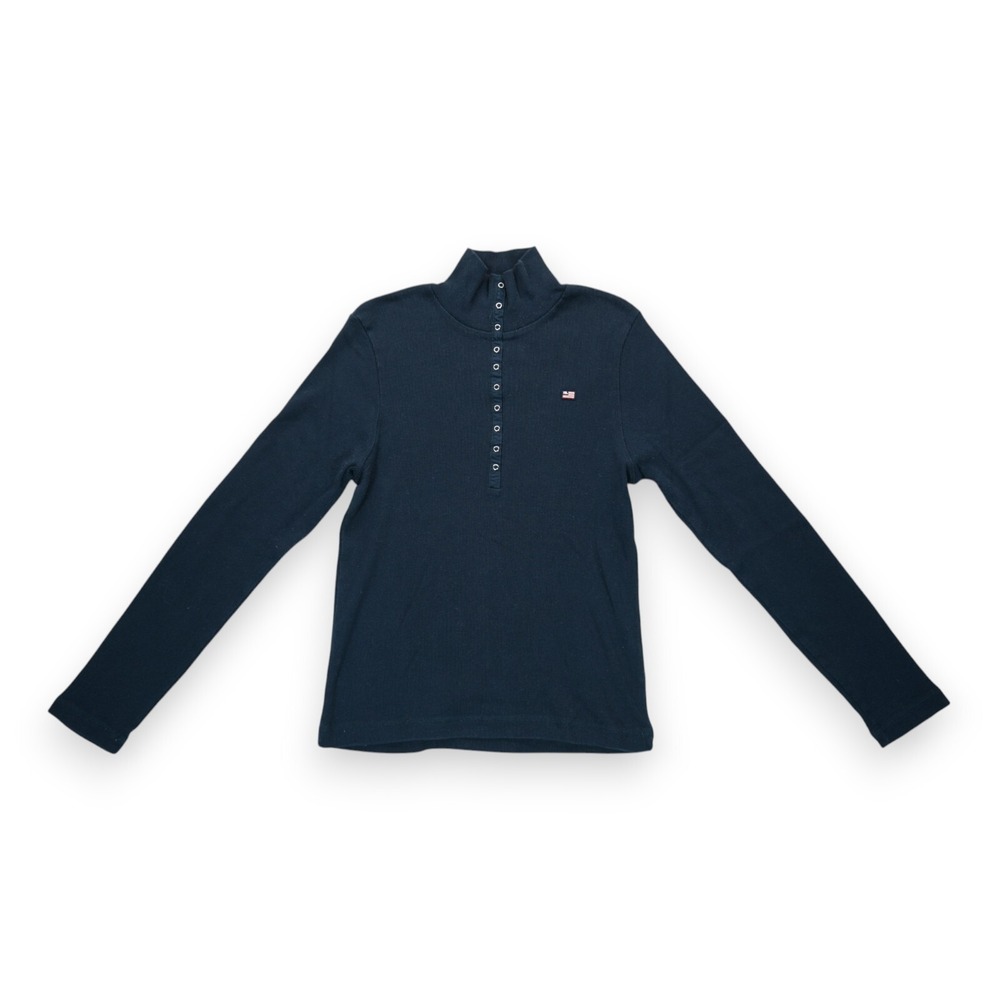 VINTAGE Polo Jeans Ralph Lauren Company Flag Turtleneck Sweatshirt XL Blue
